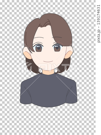 Simple and friendly female avatar illustration (front view, short hair, brown hair) Simple and friendly female avatar illustration (front view, short hair, brown hair) 139174631