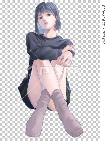 カジュアルな服装で物思いにふける女の子 139174633