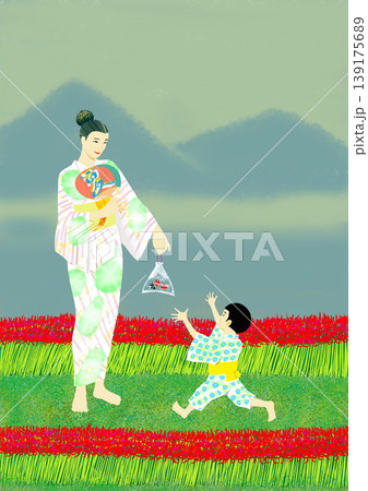 彼岸の親子　　お盆の季節 139175689