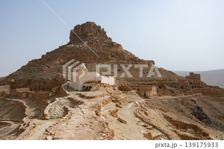 Abandoned Berber village of Ksar Guermassa with mosque in Tunisia Abandoned Berber village of Ksar Guermassa with mosque in Tunisia 139175933