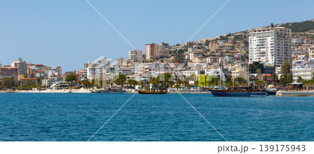 View of Saranda promenade and city, Albania 139175943