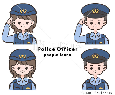 警察官の男女アイコン シンプルでゆるい手描き風の可愛い人物イラスト 職業 公務員素材 警察官の男女アイコン シンプルでゆるい手描き風の可愛い人物イラスト 職業 公務員素材 139176845