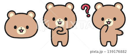 考える、はてなマークを出しているクマのイラストセット 考える、はてなマークを出しているクマのイラストセット 139176882