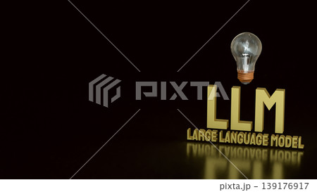 Large Language Model LLM Innovation Concept With Light Bulb And Artificial Intelligence Technology 3d render. Large Language Model LLM Innovation Concept With Light Bulb And Artificial Intelligence Technology 3d render. 139176917