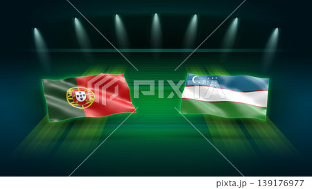 International Soccer Match Preview : Portugal vs Uzbekistan with Flags 139176977