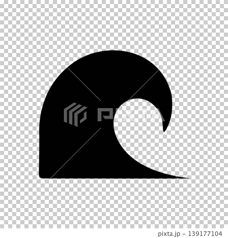 Bold Abstract Black Silhouette of a Rolling Ocean Wave Symbol Bold Abstract Black Silhouette of a Rolling Ocean Wave Symbol 139177104