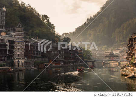 Fenghuang Ancient Town. Located in Fenghuang County. Southwest of HuNan Province, China. Fenghuang is a popular tourist destination of Asia. 139177136