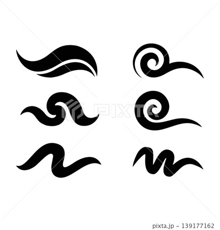 Minimalist Swirl Wave Line Abstract Shape Design Elements Collection 139177162