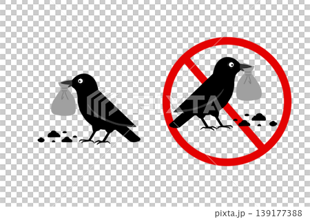 Crows are prohibited from scavenging for trash - Icon set Crows are prohibited from scavenging for trash - Icon set 139177388
