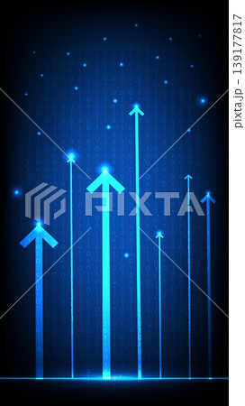 Abstract Digital Technology Background with Rising Arrows and Binary Code, Vertical screen 139177817