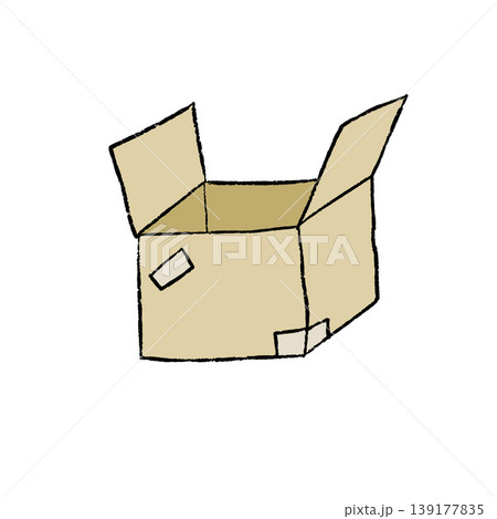 Hand drawn cardboard carton package sketch. Black line drawing, simple geometric shape, storage container outline. Delivery shipping concept. Isometric beige open box Hand drawn cardboard carton package sketch. Black line drawing, simple geometric shape, storage container outline. Delivery shipping concept. Isometric beige open box 139177835