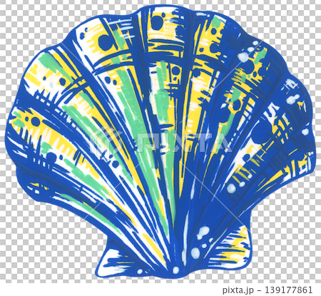 Preppy shell watercolor illustration set, blue yellow scallop clam marine life, hand drawn outline sketch, aquatic biology graphic, retro vintage decor card design. Preppy shell watercolor illustration set, blue yellow scallop clam marine life, hand drawn outline sketch, aquatic biology graphic, retro vintage decor card design. 139177861
