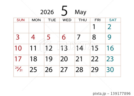 2026年カレンダー5月 ⑵ 139177896