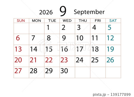 2026年カレンダー9月 ⑵ 139177899