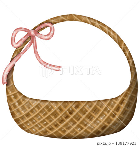 Hand drawn wicker basket collection illustration featuring various woven containers with handles ,ribbon and fabric covers for storage, picnic, and invitation,card decor use Hand drawn wicker basket collection illustration featuring various woven containers with handles ,ribbon and fabric covers for storage, picnic, and invitation,card decor use 139177923