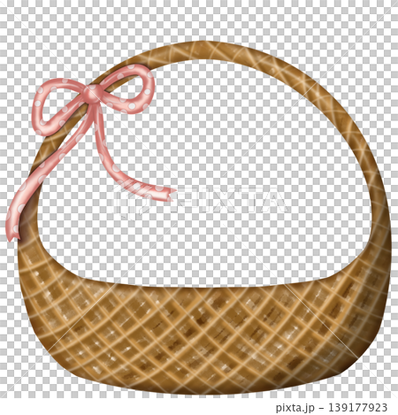 Hand drawn wicker basket collection illustration featuring various woven containers with handles ,ribbon and fabric covers for storage, picnic, and invitation,card decor use Hand drawn wicker basket collection illustration featuring various woven containers with handles ,ribbon and fabric covers for storage, picnic, and invitation,card decor use 139177923