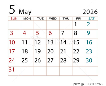 2026年カレンダー　5月 ⑵ 139177972
