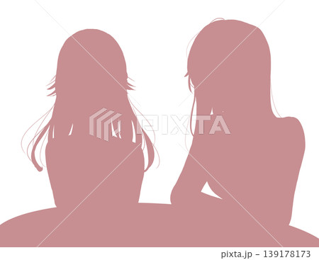隣り合う女性2人 シルエット 隣り合う女性2人 シルエット 139178173