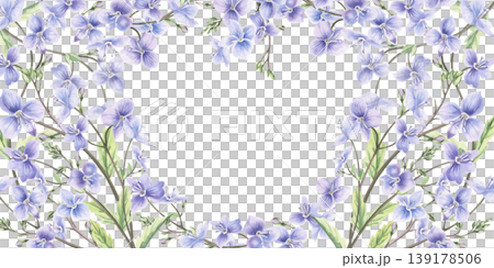 A rectangular frame of blue forest wildflowers and leaves. This hand-drawn watercolor illustration is perfect for cards, textiles, weddings, nature websites, and eco-themed designs. A rectangular frame of blue forest wildflowers and leaves. This hand-drawn watercolor illustration is perfect for cards, textiles, weddings, nature websites, and eco-themed designs. 139178506