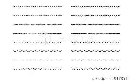 手書きのシンプルな波線のベクターイラストセット　 Black simple vector  draw 139178519