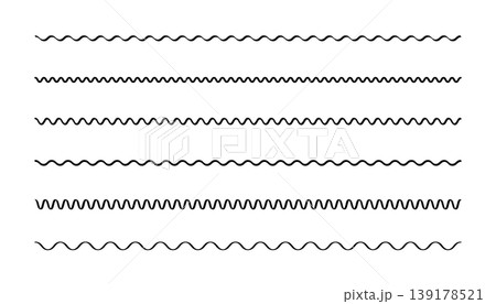 手書きのシンプルな波線のベクターイラストセット　 Black simple vector  draw 139178521
