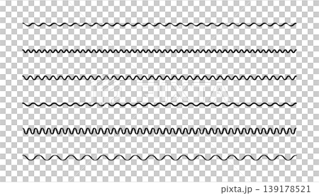 手書きのシンプルな波線のベクターイラストセット　 Black simple vector  draw 139178521