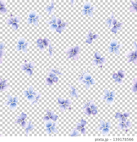A seamless pattern with wild forget-me-not flowers. This hand-drawn watercolor illustration is perfect for card designs, textiles, weddings, nature websites, and eco-themed designs. 139178566