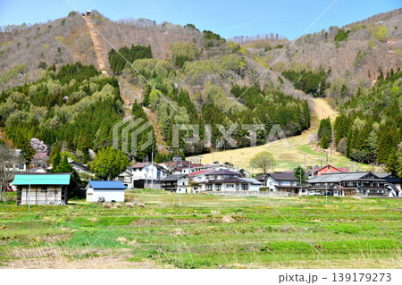 簗場駅付近より鹿島槍スキー場方面を望む(長野県大町市)【2026.4】 139179273