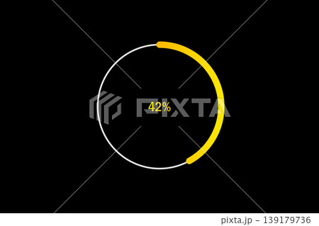 Minimal Circular Loading Progress Indicator Showing 42 Percent with Yellow Accent on Black Background Minimal Circular Loading Progress Indicator Showing 42 Percent with Yellow Accent on Black Background 139179736