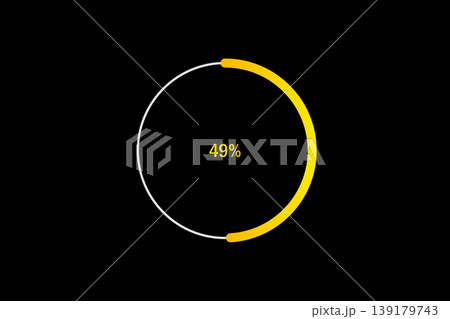 Minimal Circular Loading Progress Indicator Showing 49 Percent with Yellow Accent on Black Background Minimal Circular Loading Progress Indicator Showing 49 Percent with Yellow Accent on Black Background 139179743