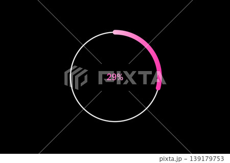 Minimal Circular Loading Progress Indicator Showing 29 Percent with Pink Accent on Black Background Minimal Circular Loading Progress Indicator Showing 29 Percent with Pink Accent on Black Background 139179753