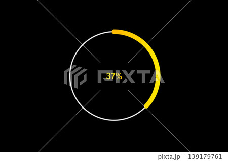 Minimal Circular Loading Progress Indicator Showing 37 Percent with Yellow Accent on Black Background Minimal Circular Loading Progress Indicator Showing 37 Percent with Yellow Accent on Black Background 139179761