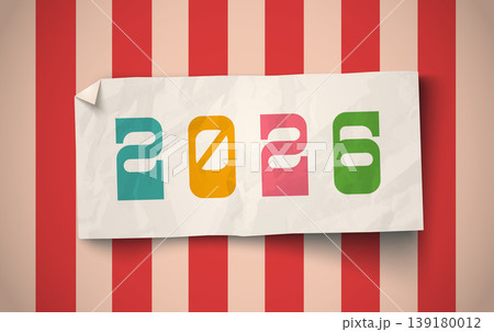 Vector vintage white paper on vintage cardboard background with text 2026. Vintage paper banner for Christmas or New year 2026 Vector vintage white paper on vintage cardboard background with text 2026. Vintage paper banner for Christmas or New year 2026 139180012