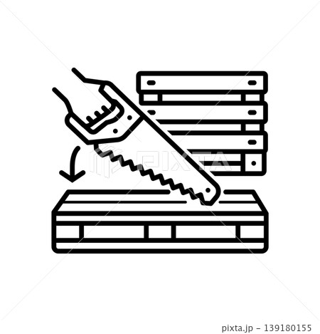Wood Upcycling and Sawing Line Icon Wood Upcycling and Sawing Line Icon 139180155