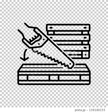 Wood Upcycling and Sawing Line Icon Wood Upcycling and Sawing Line Icon 139180155