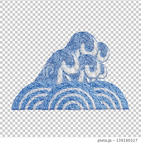 [Wave] Hand-embroidered illustration material 139180327