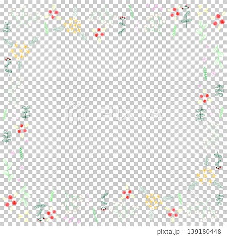 Hand-drawn frame of colored pencil baby's breath 139180448
