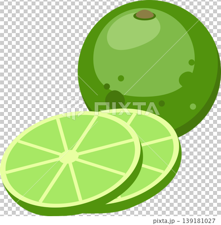lime fruit illustration with slices. lime slices and whole lime illustration lime fruit illustration with slices. lime slices and whole lime illustration 139181027