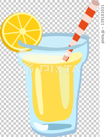 lemonade glass illustration with lemon slice and straw refreshing summer citrus drink lemonade glass illustration with lemon slice and straw refreshing summer citrus drink 139181031