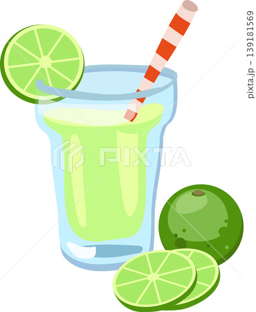 fresh lime juice glass with straw and sliced citrus fruit for healthy beverage summer refreshment concept fresh lime juice glass with straw and sliced citrus fruit for healthy beverage summer refreshment concept 139181569