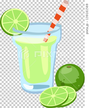 fresh lime juice glass with straw and sliced citrus fruit for healthy beverage summer refreshment concept fresh lime juice glass with straw and sliced citrus fruit for healthy beverage summer refreshment concept 139181569
