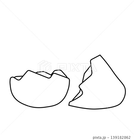 Chicken egg shell. Egg Black and white composition hand drawn illustration. Vector graphic line art. Banner, poster, wrapping paper, sticker, print, modern textile design. 139182862