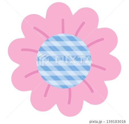 Pastel pink flower with checked pattern for floral print, spring, summer, nature, garden, plant, tree, blossom, blooming, fabric print, sticker, picnic, park, house yard, environment, patch, brooch 139183016