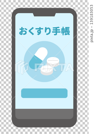 お薬手帳のスマホアプリのイラスト お薬手帳のスマホアプリのイラスト 139183053