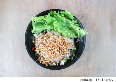 vermicelli and minced pork salad or spicy salad or noodles salad, Thai spicy salad ,mung bean noodles salad vermicelli and minced pork salad or spicy salad or noodles salad, Thai spicy salad ,mung bean noodles salad 139183205