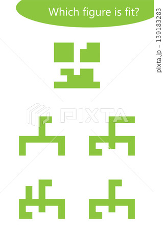 Puzzle game with colorful details for children, which figure is needed, education game for kids, preschool worksheet activity, task for development of logical thinking, vector illustration Puzzle game with colorful details for children, which figure is needed, education game for kids, preschool worksheet activity, task for development of logical thinking, vector illustration 139183283