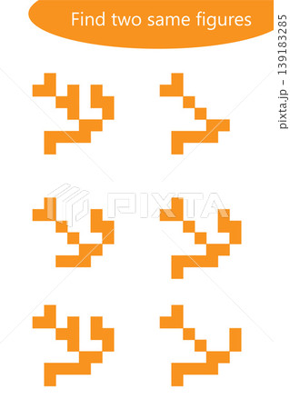 Find two identical figures, fun education game for children, preschool worksheet activity for kids, task for the development of logical thinking, vector illustration 139183285