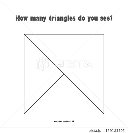Count the triangles, maths game for children, easy level, education game for kids, preschool worksheet activity, task for the development of logical thinking, vector illustration Count the triangles, maths game for children, easy level, education game for kids, preschool worksheet activity, task for the development of logical thinking, vector illustration 139183305