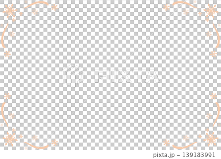 A frame decorated with pale orange snowflakes at each of its four corners. 139183991