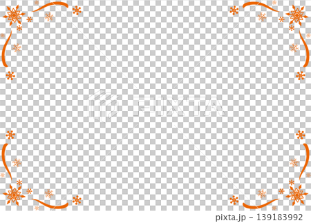 A frame decorated with orange snowflakes at each of its four corners. A frame decorated with orange snowflakes at each of its four corners. 139183992